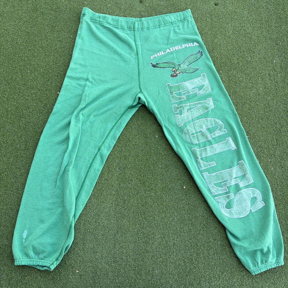 Vintage Philadelphia Eagles Kelly Green Sweatpants Size Large No Drawstring